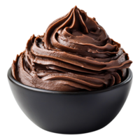 Rich and Creamy Chocolate Frosting in a Black Bowl on png