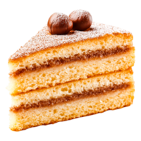 Delicate Slice of Cake with Layers and Topped with Chocolate Treats png
