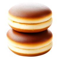 Two Fluffy Japanese Sweet Pancakes with Creamy Filling on png