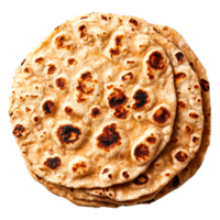 Freshly Cooked Flatbread with Golden-Brown Spots on Crispy Surface png