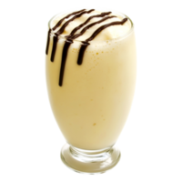 Creamy Vanilla Milkshake with Chocolate Drizzle in a Tall Glass png