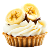 Creamy Banana Cupcake with Chocolate Drizzle and Biscuit Crust png