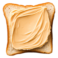 Creamy Peanut Butter Spread on Toasted Bread Slice for Breakfast Delight png