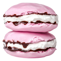 Delicate Pink Macarons with Cream Filling and Chocolate Center Stacked High png