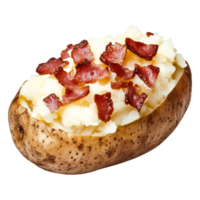 Baked Potato Topped with Creamy Mashed Potatoes and Crispy Bacon Bits png
