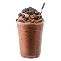 Delicious Chocolate Milkshake with Tasty Cookie Crumbles and Whipped Cream png
