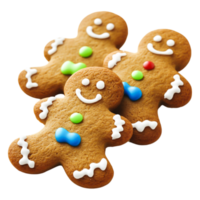 Delicious Gingerbread Cookies Decorated with Icing and Colorful Buttons png