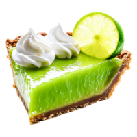 Fresh Lime Pie Slice with Whipped Cream and Zesty Lime Wedge png