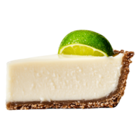 Creamy Lime Dessert Slice with Crust and Fresh Lime Garnish png