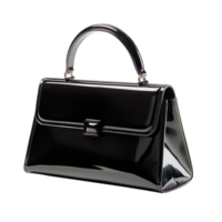 A black shiny bag with a handle isolated on transparent background png
