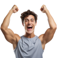 A happy athlete showing a joyful expression isolated on transparent background png