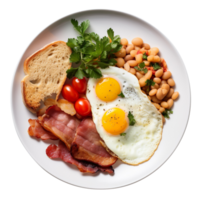 A hearty breakfast plate isolated on transparent background png