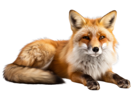 A fox is laying down isolated on transparent background png