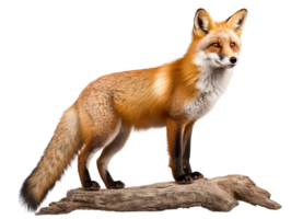 A fox is standing on a branch isolated on transparent background png