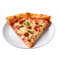 A Slice of Pizza on a White Plate isolated on transparent background png