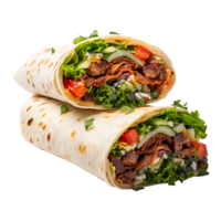a wrap with meat and vegetables on it isolated on transparent background png