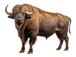 African buffalo standing isolated on transparent background png