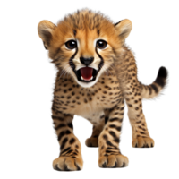 baby cheetah jumping isolated on transparent background png