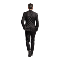 Back view of a businessman walking away isolated on transparent background png