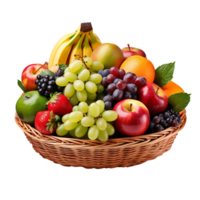 basket of healthy fruits isolated on transparent background png
