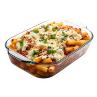 Baked Ziti Dish Layered Pasta and Cheese isolated on transparent background png