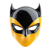 Black and yellow hero mask with glossy finish isolated on transparent background png