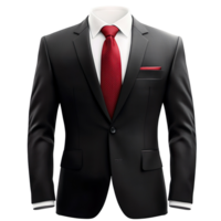 Black suit with red tie isolated on transparent background png