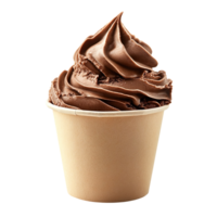 Chocolate ice cream or gelato in a paper cup isolated on transparent background png