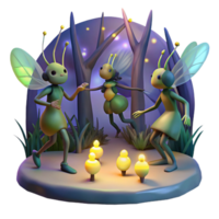 magnificent artistic A Group of Fireflies Dancing in a Dark Fo high resolution png