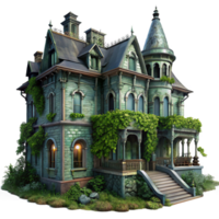 elegant rustic A Dilapidated Victorian Mansion Overgrown detailed png