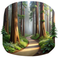 dramatic rustic A Winding Path Through a Redwood Forest authentic png
