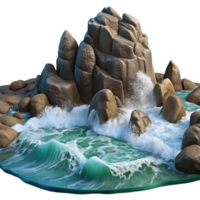 dramatic abstract A Rocky Coastline with Crashing Waves Dram professional png