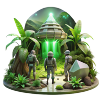 vibrant abstract A Group of Explorers in Futuristic Spac png