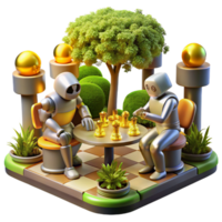 dramatic creative A Group of Robots Playing a Game of Chess original png