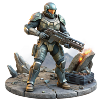 extraordinary minimalist A Futuristic Soldier Wearing Power Armor png