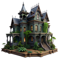 dramatic abstract A Dilapidated Victorian Mansion Overgrown authentic png
