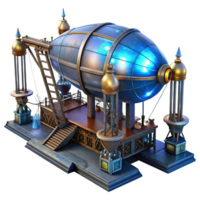 elegant rustic A Steampunk Airship Docking Station With high resolution png