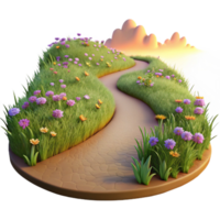 vibrant rustic A Winding Dirt Path Through a Field of Wi original png