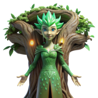 elegant creative A Serene Dryad Emerging from an Ancient Oa png