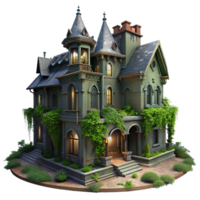 beautiful abstract A Dilapidated Victorian Mansion Overgrown authentic png