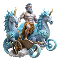 dramatic creative Poseidon Riding a Chariot Pulled by Giant professional png