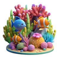 wonderful vintage A Coral Reef Teeming with Colorful Fish A high resolution png