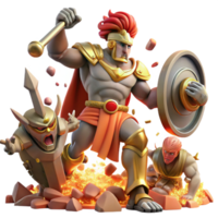 elegant vintage Ares Battling a Giant Surrounded by Carna high quality png