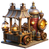 wonderful rustic A Bustling Steampunk Marketplace Filled original png