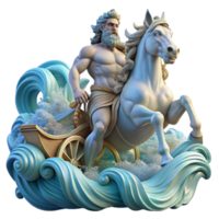 serene traditional Poseidon God of the Sea Commanding a Tem exclusive png