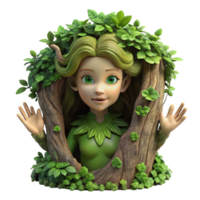 elegant abstract A Dryad Emerging from a Tree Trunk Covere high resolution png