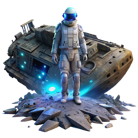 magnificent rustic A Lone Astronaut Clad in a Bioluminescen premium png
