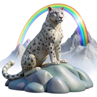 elegant creative A Majestic Snow Leopard Perched Atop a Jag authentic png