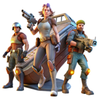 vibrant minimalist A Group of Space Pirates in Tattered Clot premium png