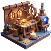 impressive traditional A Scene of a Steampunk Inventor S Workshop exclusive png